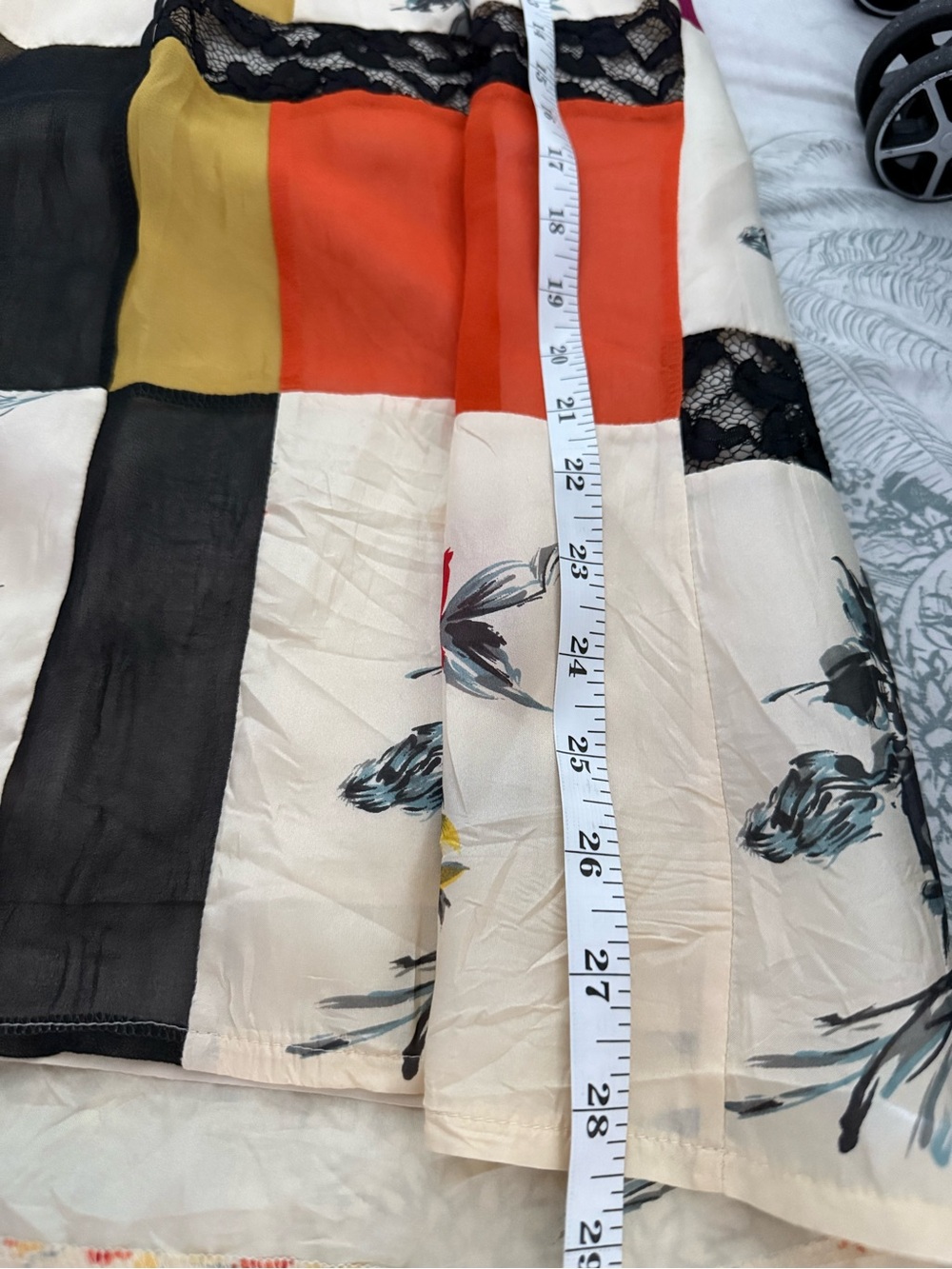 Boston Proper Muse Collection Cream Spaghetti-Strap Patchwork Mini - Picture 8 of 10